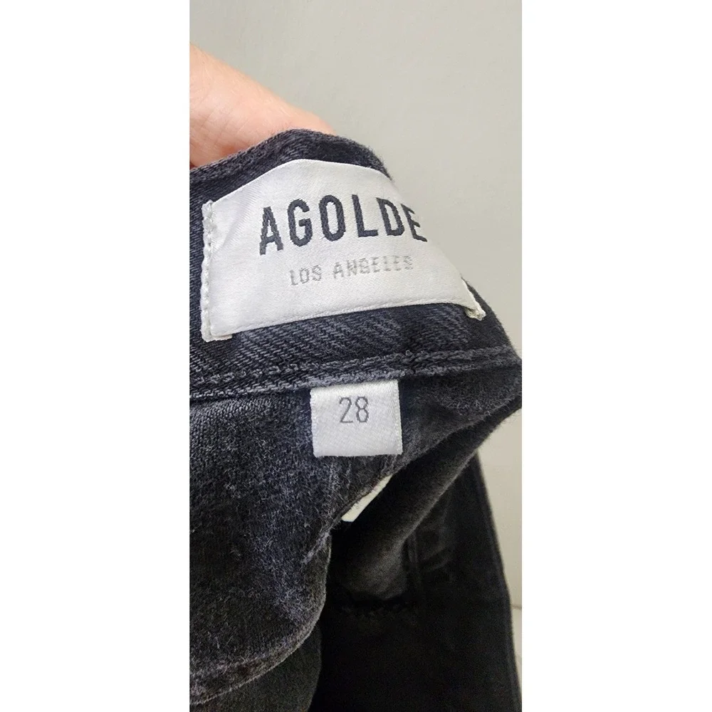 AGOLDE Parker Long With Cuff Vintage Short Black Organic Denim 28 High Rise